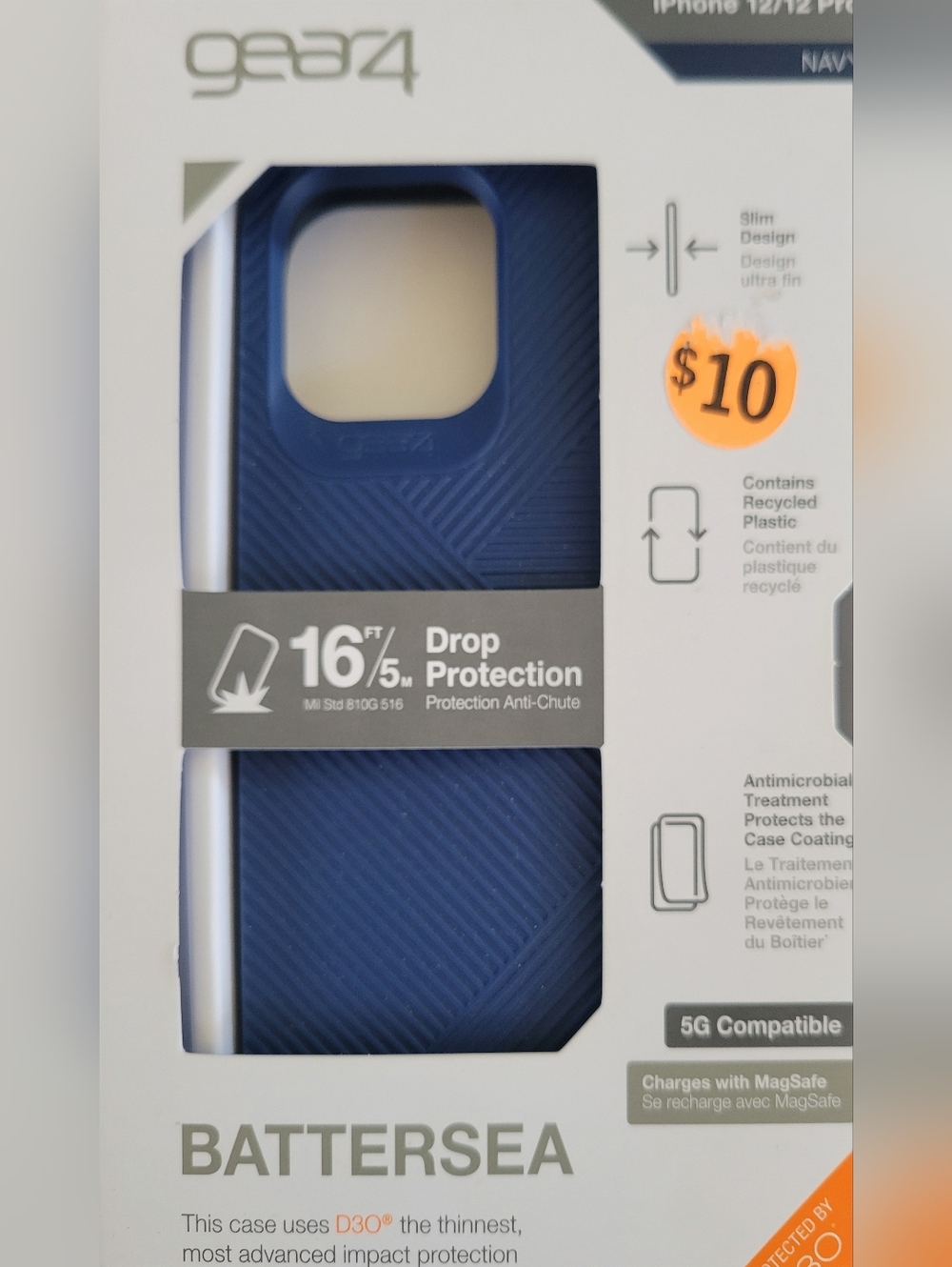 New GEAR4 brand Iphone 12/12 Pro Rugged Phone Case - Blue - 5G Compatible